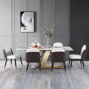 Sajosamaan 16 6 Seater Dining Table and Chairs - Unique Dining Table Design for Modern Look | Solid Stainless Steel Dining Base